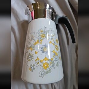 Floral White and Yellow Coffee Carafe